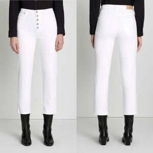7 For All Mankind Luxe Vintage High Waist Crop Straight Jeans White 26